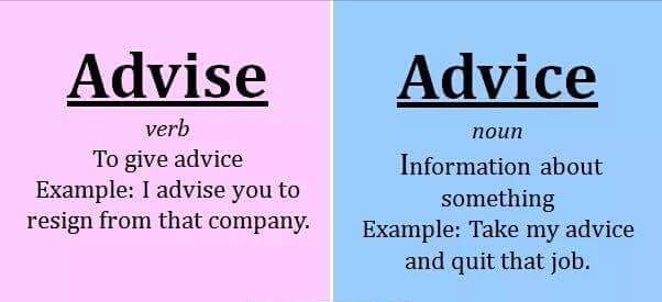 Difference between advise and advice
