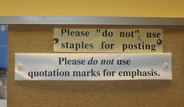 quotation marks being used for emphasis